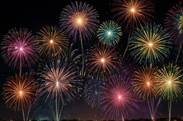 fireworks on the night sky