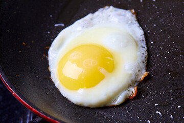 tasty fried egg on pan