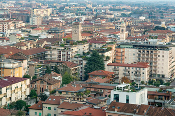 Naklejka premium View of Bergamo from Rocca di Bergamo fortress in Upper Town Citta Alta. Bergamo. Italy