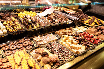 sweets and chocolate in the market