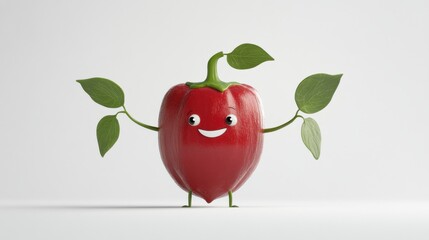 Cheerful bell pepper character smiling in a simple studio environment 3d rendered friendly vibe playful concept