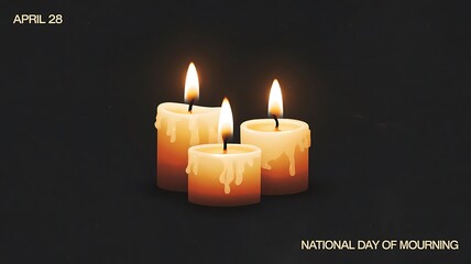 National Day of Mourning Candle Illustration Symbolizing Remembrance and Reflection

