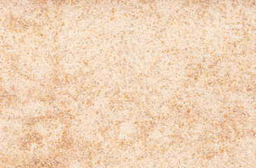 Macro photography of coarse whole grain wheat flour, raw ingredient, dietary fiber, bran, gluten, grounded
