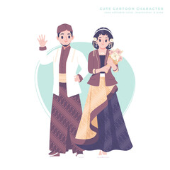 traditional wedding cartoon character illustration