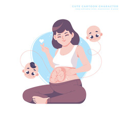 twin baby pregnancy cute cartoon character