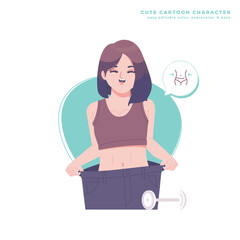 diet concept cute cartoon character