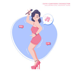 dancing girl cute cartoon character