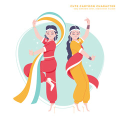 indian dance girls cartoon character