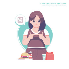 obesity issues concept cartoon character