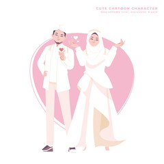 muslim wedding cartoon character illustration