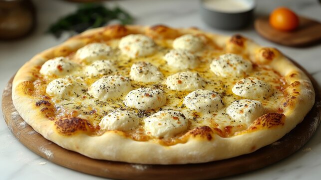 Delicious Bufalina Pizza with Fresh Mozzarella. Generative AI