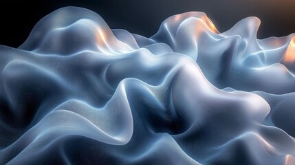 Abstract Flowing White Fabric in 3D Render. Generative AI