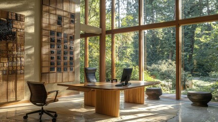 Modern Office with Large Windows and Natural Light
