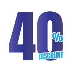 40 percent discount deal icon, 40% special offer discount vector, 40 percent sale price reduction offer, Friday shopping sale discount percentage design