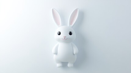 Obraz premium Cute cartoon bunny character white background 3d model minimalist design front view playful concept