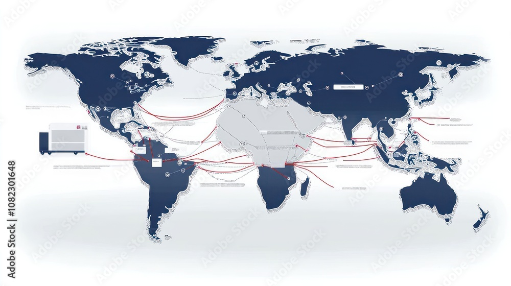 Poster a world map illustrating global connections and data flows.