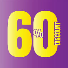 60 percent discount deal icon, 60% special offer discount vector, 60 percent sale price reduction offer, Friday shopping sale discount percentage design