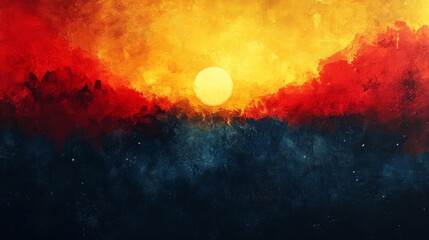 Fototapeta premium Abstract Sunrise Over Mountains Painting. Generative AI