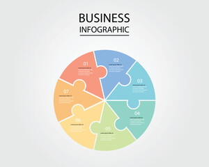 Business Infographic modern design template for banners and infographics for 7 jigsaw circle step 