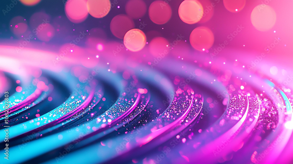 Poster abstract background vibrant neon gradient with electric blue and purple tones, featuring shimmering 