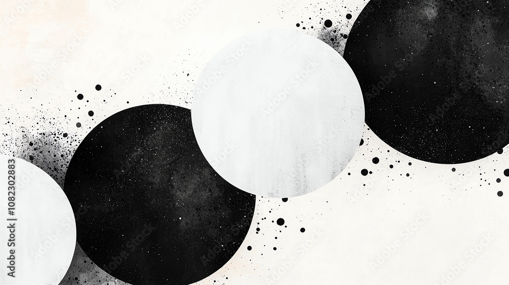 Poster abstract background repetitive circular shapes in monochrome tones create striking visual contrast, 