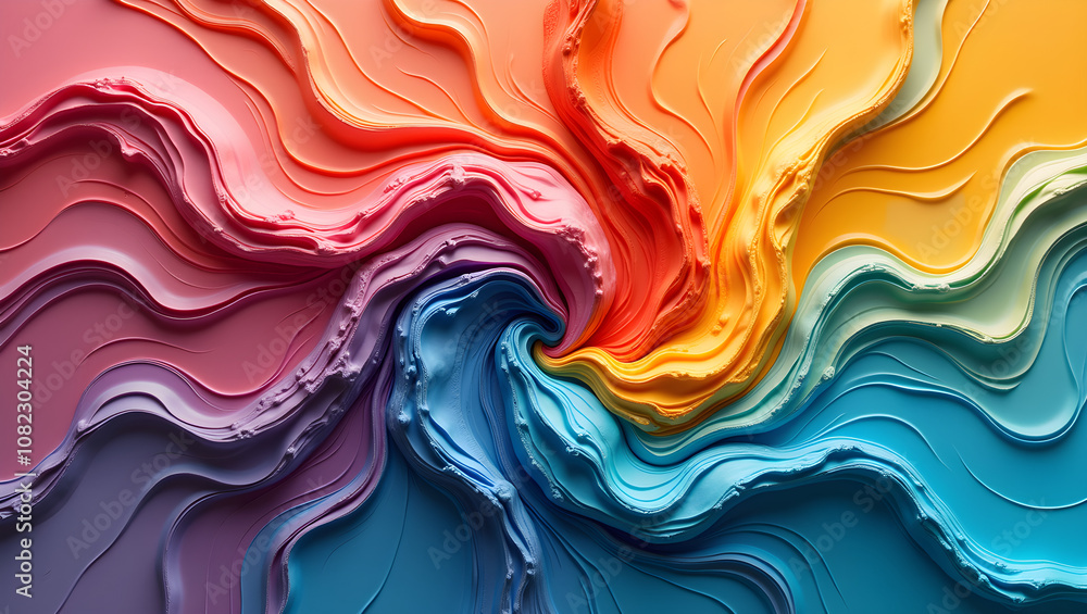 Poster vibrant swirls of colorful textured paint create a dynamic abstract design, showcasing a captivating