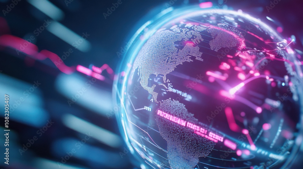 Aufkleber the globe highlighted in vivid colors and intricate details illustrates the interconnectedness of gl