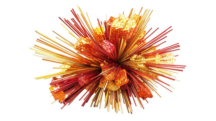 Bundle of Fireworks Decorated in Red and Gold for Chinese New Year, Isolated on White, PNG File, Transparent Background