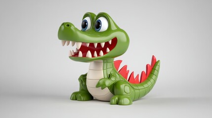 Fototapeta premium Playful toy action cute crocodile studio setting fun and colorful close-up view whimsical concept