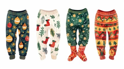 Festive christmas pajamas watercolor clipart holiday designs cozy atmosphere vibrant colors whimsical concept for seasonal decor
