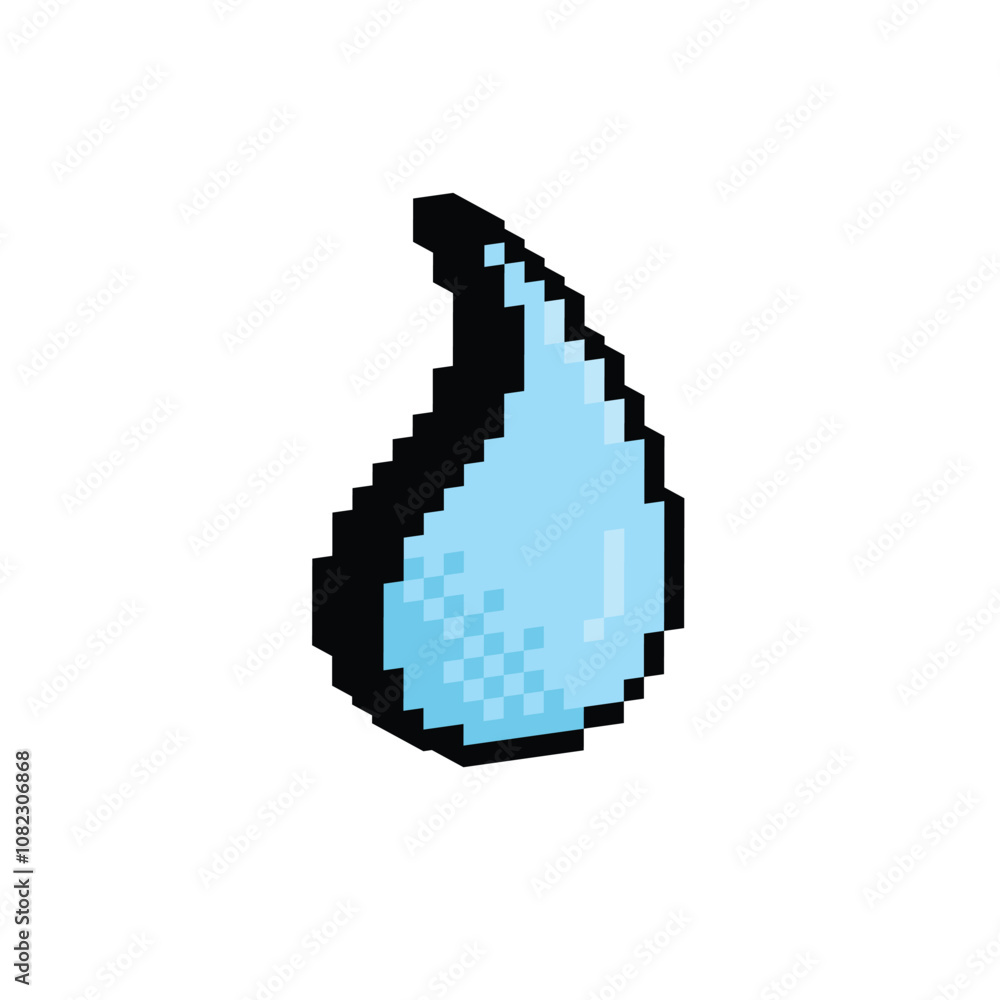 Aufkleber isometric pixel water drop icon vector pixel art liquid element for 8 bit game