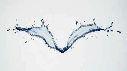 Dynamic water splash in v-shape studio setting high-resolution minimalist background close-up fluid motion