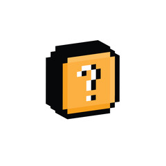 isometric pixel question tag icon vector sign for 8 bit game