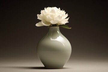 A graceful white flower elegantly displayed in a simple vase, capturing the essence of beauty and tranquility in interior decor.