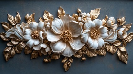 Elegant Gold Floral Border. Generative AI