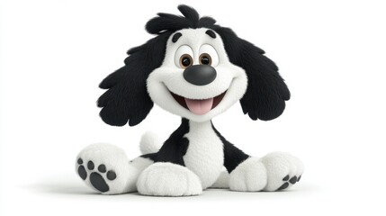 Naklejka premium Happy dog character animated style playful environment studio setting cheerful concept