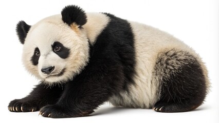 Fototapeta premium Adorable high-resolution panda isolated on transparent background for wildlife-themed designs and cute animal illustrations featuring iconic black and white bear for creative projects 