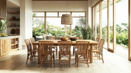 Fototapeta premium Modern Rustic Dining Room with Natural Light