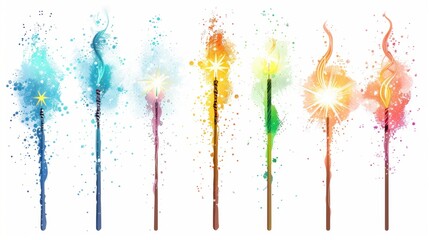 Christmas celebration with colorful watercolor clipart of sparklers festive atmosphere creative art vibrant design whimsical touch