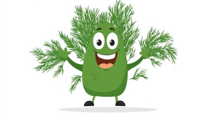 Playful dill character celebrating nature whimsical illustration bright environment friendly viewpoint fun concept