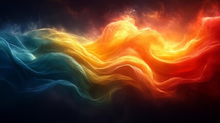 Obraz premium Abstract Wave of Colorful Light on Dark Background. Generative AI