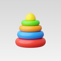3d Realistic Pyramid Toy vector illustration