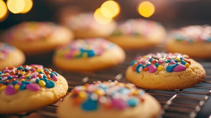 freshly baked New Year's cookies, with colorful decorations and a cheerful vibe, vivid tones highlighting the sweetness of the momen
