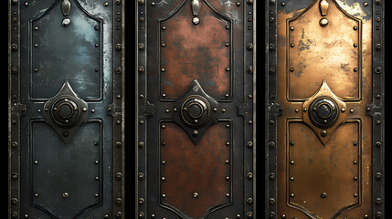 Steampunk iron aged metal plates - illustration. Steampunk. Illustration