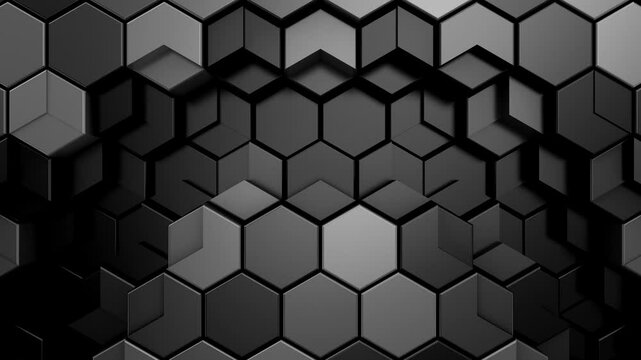 Geometric Shapes Form a Wave. Abstract motion, two color, 3d rendering, 4k resolution
