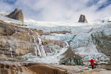 View of Ulamertorsuaq mountain and the view of surrounding mountains and glaciers in Tasermiut...