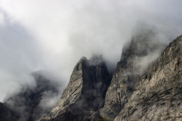 View of Ulamertorsuaq mountain and the view of surrounding mountains and glaciers in Tasermiut...