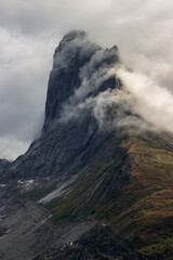 View of Ulamertorsuaq mountain and the view of surrounding mountains and glaciers in Tasermiut fjord (South Greenland)	