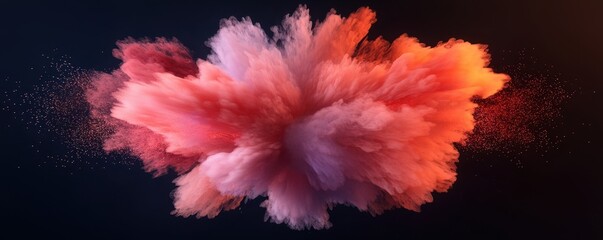 A vibrant explosion of pink and orange hues against a dark background, creating a visually striking abstract design.