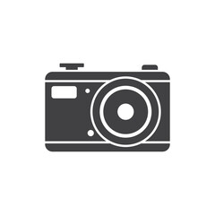 Photo camera icon in flat style. Photography equipment vector illustration on isolated background. Professional photographic sign business concept.
